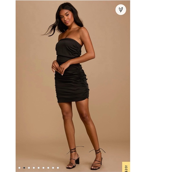 Lulus Dresses & Skirts - Lulus glance my way black satin straplesss dress S